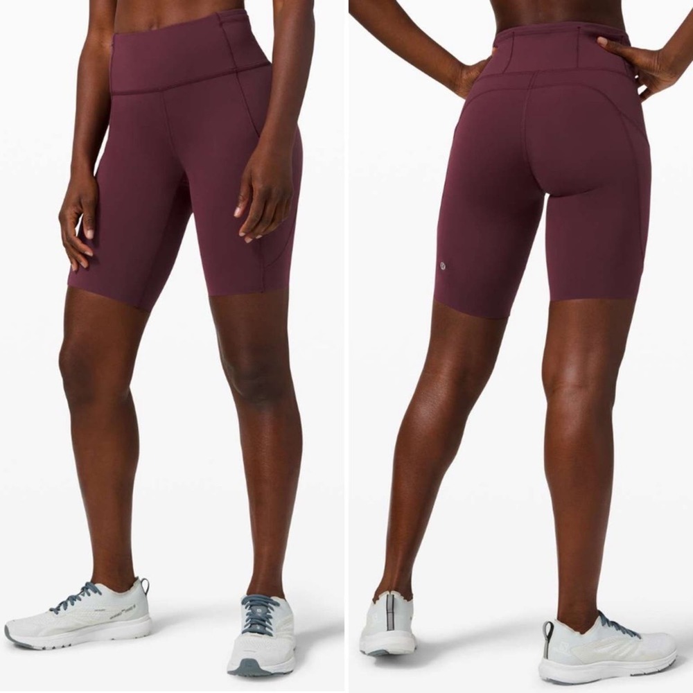 Lululemon Fast And Free Shorts 10" Cassis Non-Reflective Biker Athletic Size 2